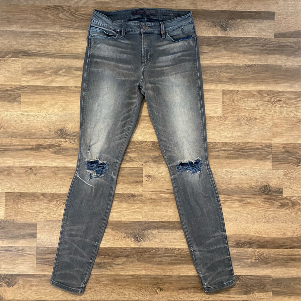 Guess Blue/Grey Curve X Distressed Skinny Jeans